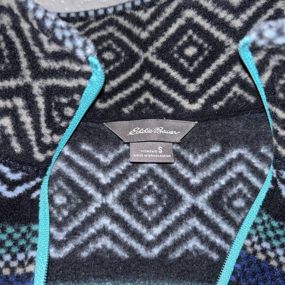 Eddie Bauer Tribal Print Fleece Quarter Zip Long Sleeve Sweater Shirt Size Small - Picture 7 of 8